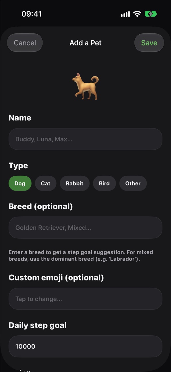 Add a Pet form