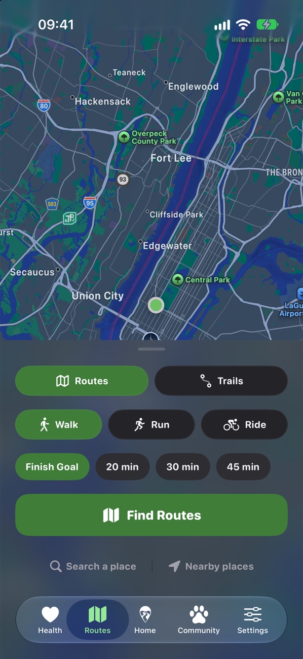 Routes tab, Find Routes