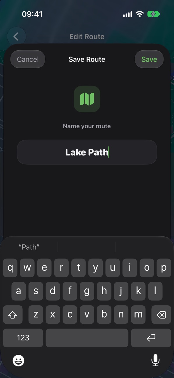 Save Route name sheet