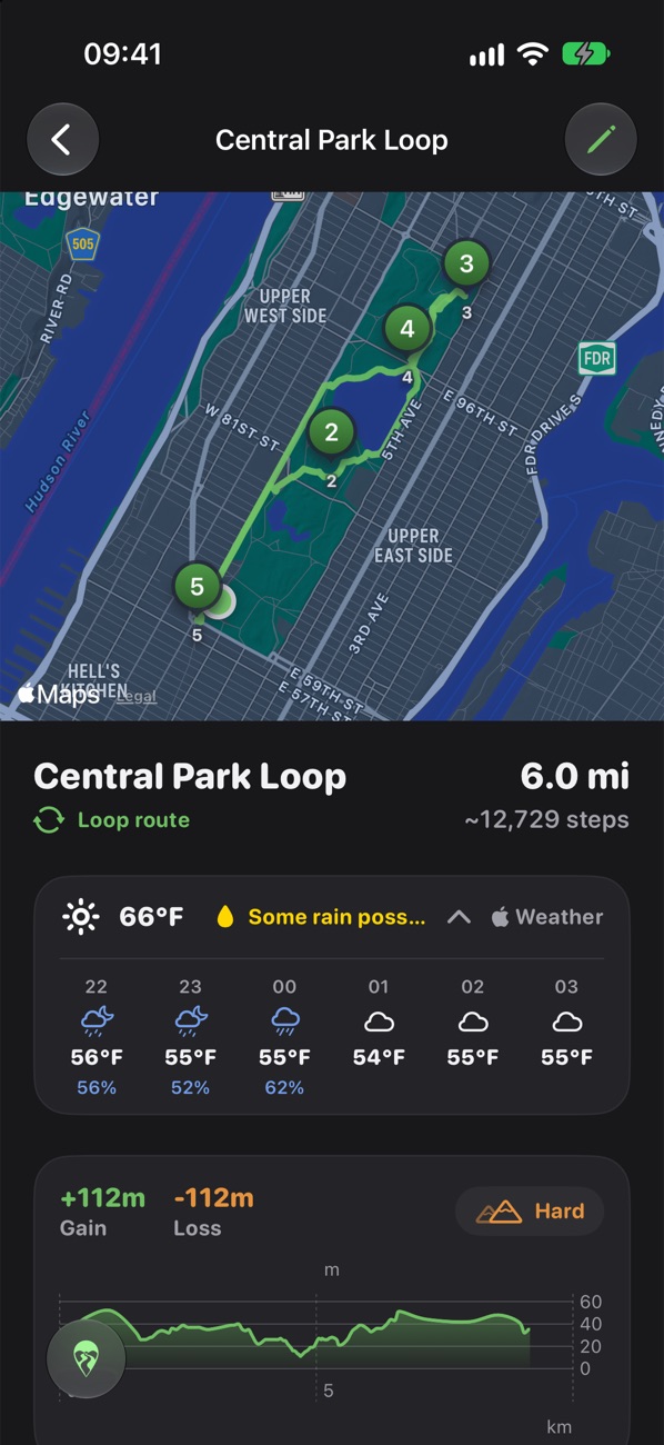 saved route detail