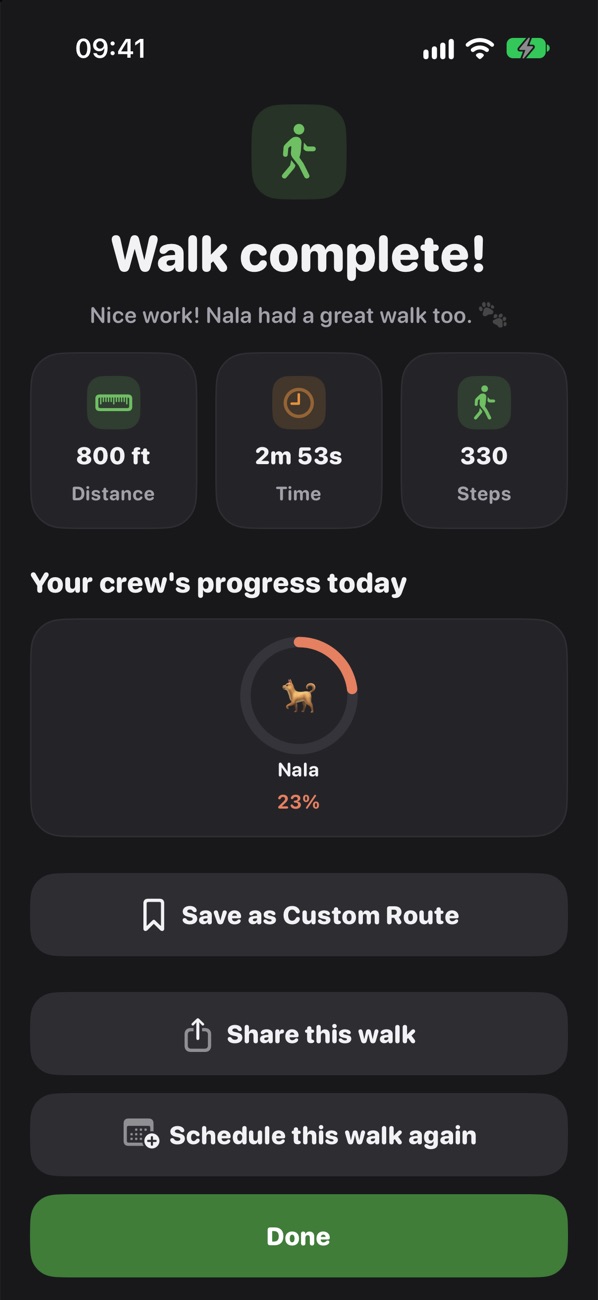 Walk complete!